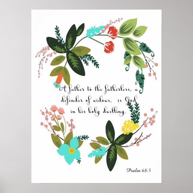 Poster Encourager les versets bibliques Art - Psaume 68:5 (Devant)