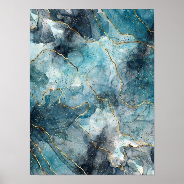 Poster Encre alcoolique bleue (Devant)