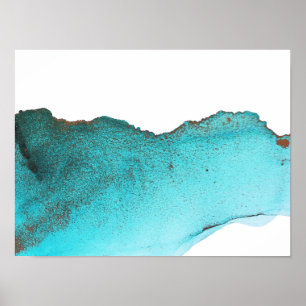 Poster Encre d'alcool Abstraite Turquoise Green Gold