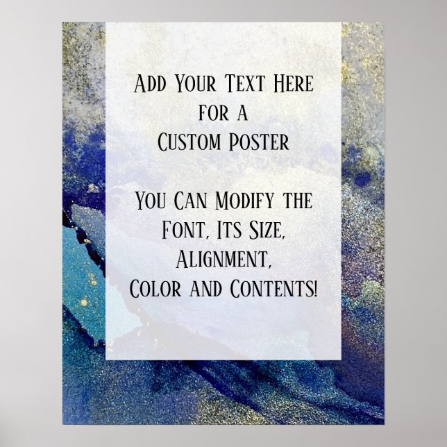 Poster Encre d'alcool marbrée bleu, Turquoise et or do-it (Devant)