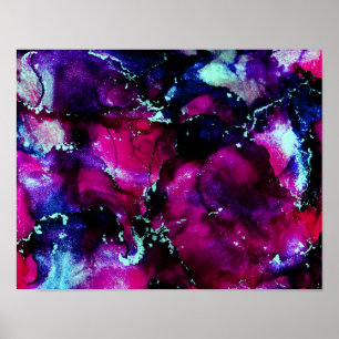 Poster Encre d'alcool violette Galaxy Abstraite