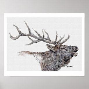 Poster Encre d'Elk et aquarelle