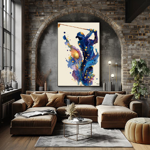Poster Encre fluide abstraite Golfeur Mouvement dynamique