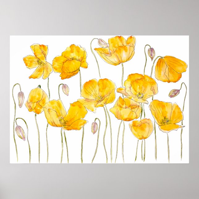 Poster encre jaune pavot et aquarelle (Devant)