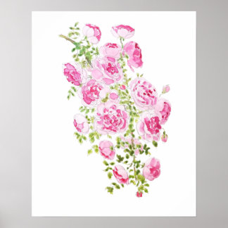 Poster encre rose abstraite et aquarelle