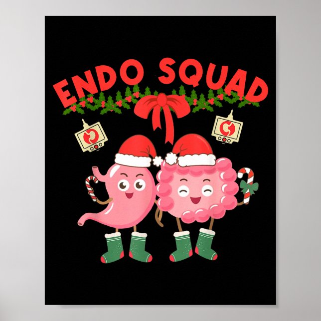 Poster Endo Squad Nurse Stomach Santa Hat Endoscopy Tech  (Devant)