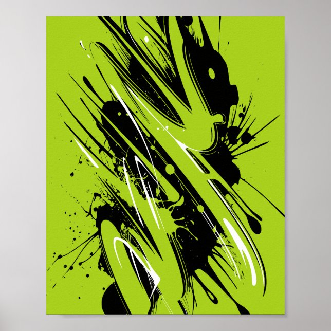 Poster Énergétique des traits verts et noirs (Devant)