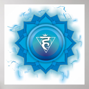 Poster Énergie chakra bleue