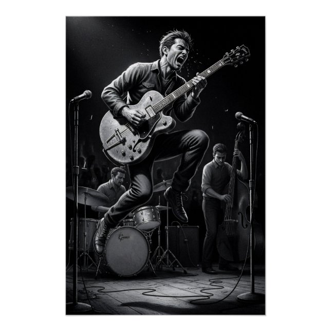 Poster Énergie en noir et blanc (Devant)