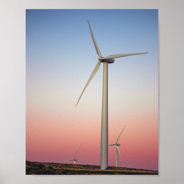 Poster Énergie éolienne de la ferme à Dusk (Devant)