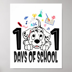Poster Enfant 100 Jours D'école Dalmatien Chiot 100ème Jo