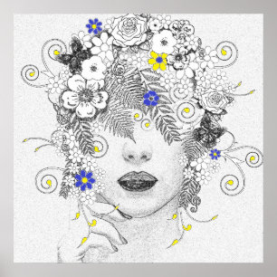 Poster Enfant à fleurs