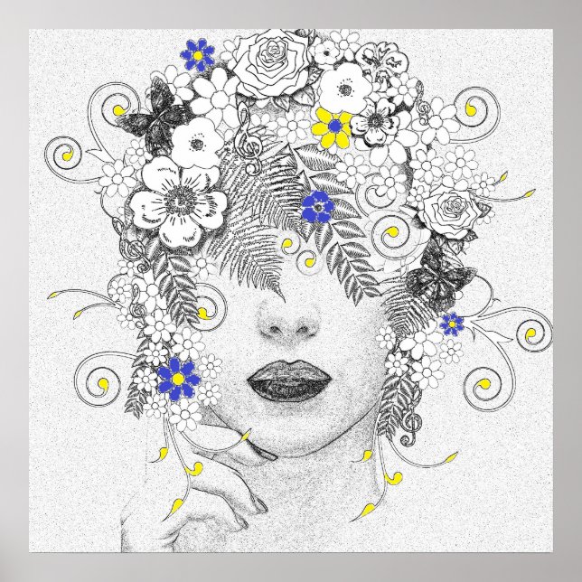 Poster Enfant à fleurs (Devant)
