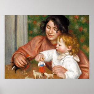 Poster Enfant avec jouets peinture par Auguste Renoir