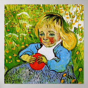 Poster Enfant avec Orange Van Gogh Art