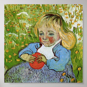 Poster Enfant avec Orange Van Gogh Art