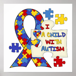 Poster Enfant avec ruban Sensibilisation sur l'autisme
