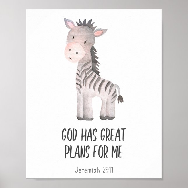 Poster Enfant Bible Verse Nursery Décor Safari Animal (Devant)