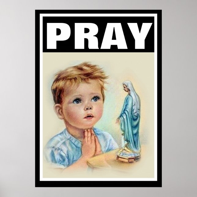 POSTER ENFANT CATHOLIQUE PRIER VIERGE MARIE PROLIFE (Devant)