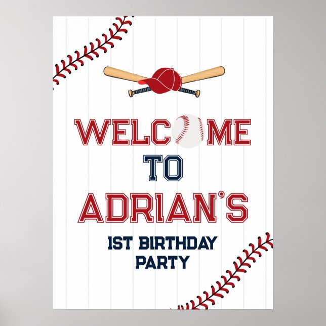 Poster Enfant d'anniversaire de baseball (Devant)