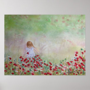 Poster Enfant dans le domaine des fleurs