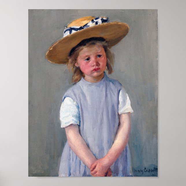 Poster Enfant dans un Casquette de paille, Mary Cassatt (Devant)