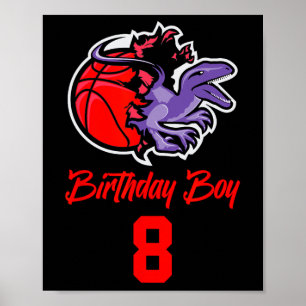 Poster Enfant De 8 Ans Pour Bysketbyll Et Dinosa