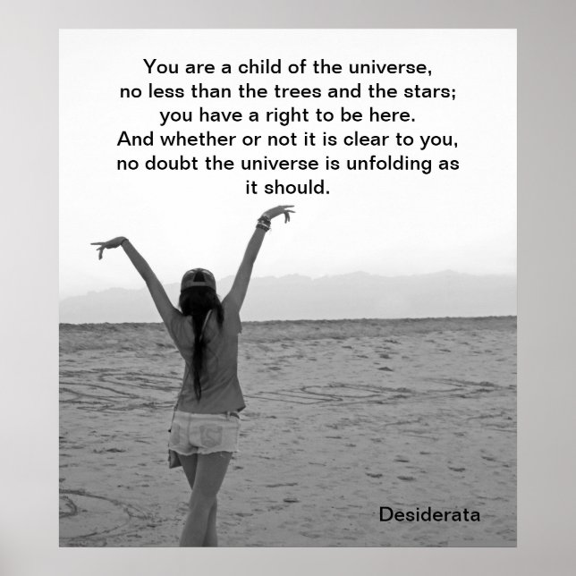Poster Enfant de Desiderata de l'univers (Devant)