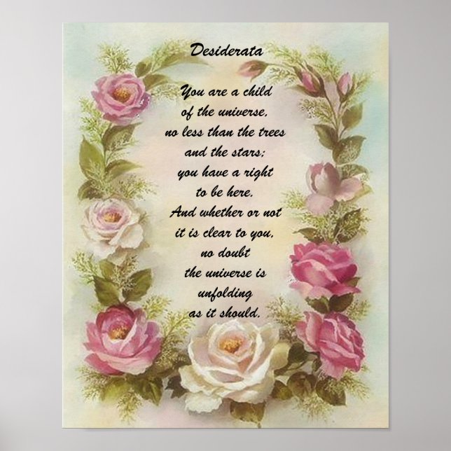Poster Enfant de Desiderata de l'univers (Devant)