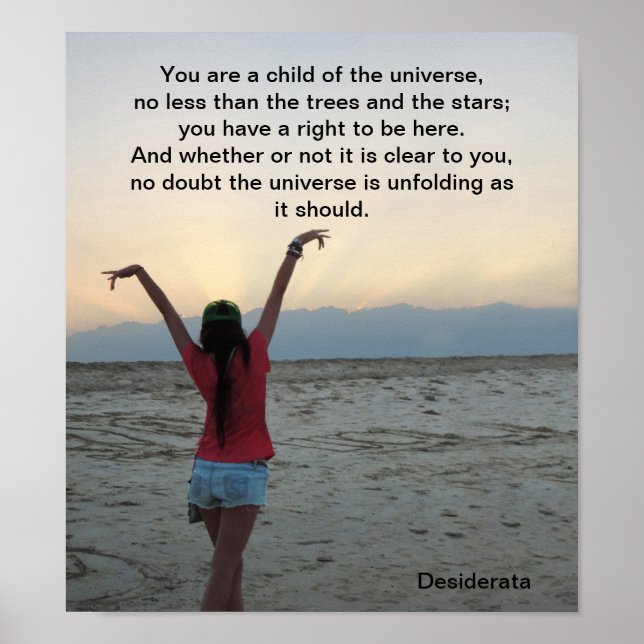Poster Enfant de Desiderata de l'univers (Devant)