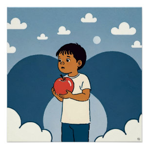 Poster Enfant Et Pomme