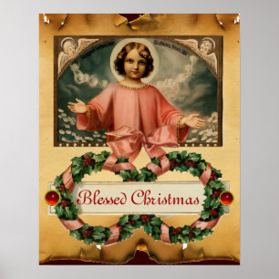 POSTER ENFANT JÉSUS AVEC DES ANGES ET DES COURONNES DE NO