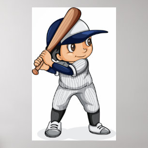 Poster Enfant Jouant Au Baseball