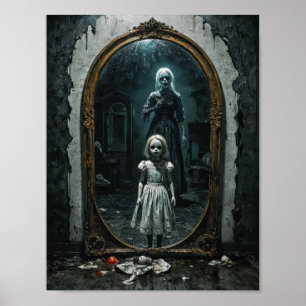 Poster Enfant maudit dans un miroir démoniaque