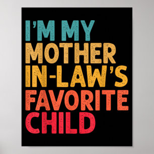 Poster Enfant préféré de la belle-mère Humour Parent Rétr