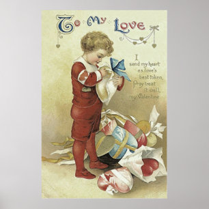 Poster Enfant Valentine présente le coeur