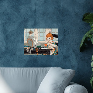 Poster Enfant Vintage Fille Saint-Valentin pour Mère