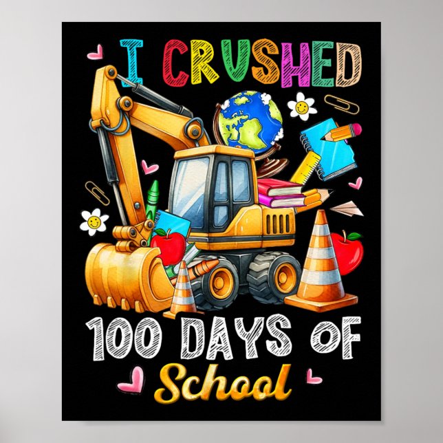 Poster Enfants 100 Jours De Véhicule De Construction Scol (Devant)