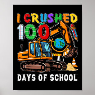 Poster Enfants 100 Jours De Véhicule De Construction Scol