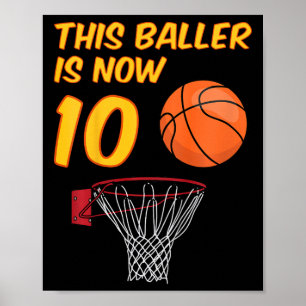 Poster Enfants 10e anniversaire Sketll Hoop 10 ans Garçon