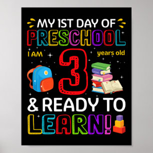 Poster Enfants 1er Jour de maternelle J'ai 3 ans et lis