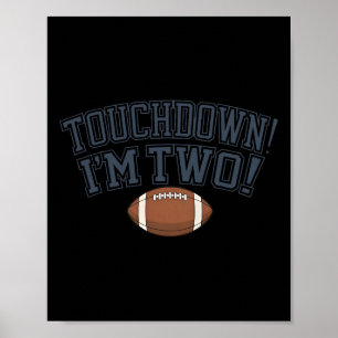 Poster Enfants 2e Anniversaire Football Joueur Touchdown 