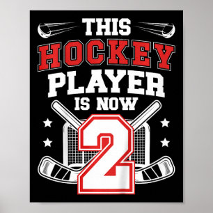 Poster Enfants 2ème anniversaire de hockey sur glace Deux