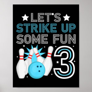 Poster Enfants 3e anniversaire de la fête Bowling Boy 3 a