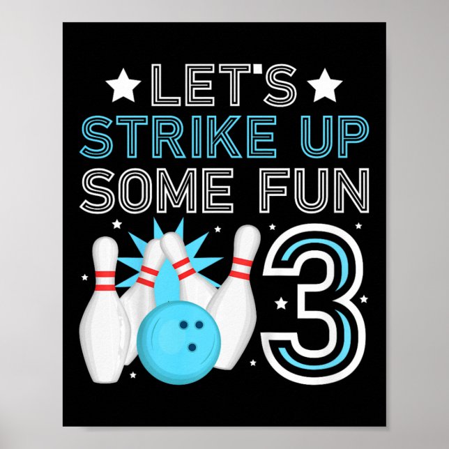 Poster Enfants 3e anniversaire de la fête Bowling Boy 3 a (Devant)