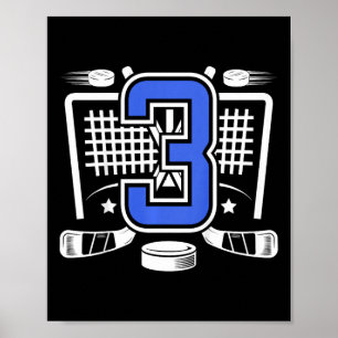 Poster Enfants 3ème anniversaire de hockey sur glace 3 an
