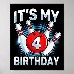 Poster Enfants 4 ans Bowling 4e anniversaire Party Boys G