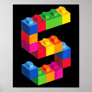 Poster Enfants 5 ans Bâtiments Blocs Anniversaire Briques