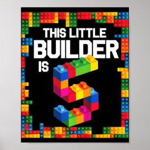 Poster Enfants 5 ans Blocs Bâtiment Anniversaire Brique 5