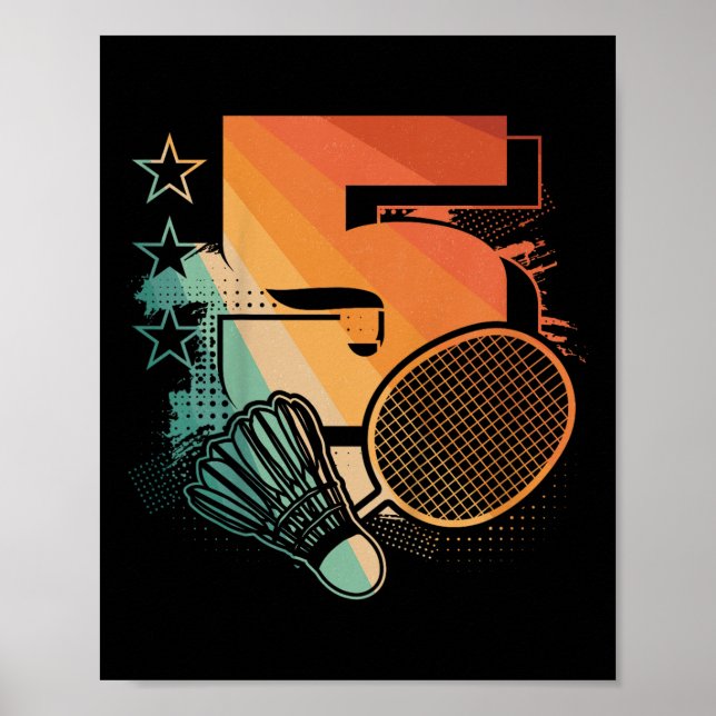 Poster Enfants 5Anniversaire Joueur Badminton Badminton J (Devant)